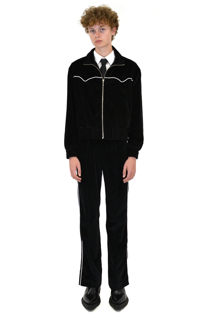 Ernest W. Baker Velour Track Jacket, Black