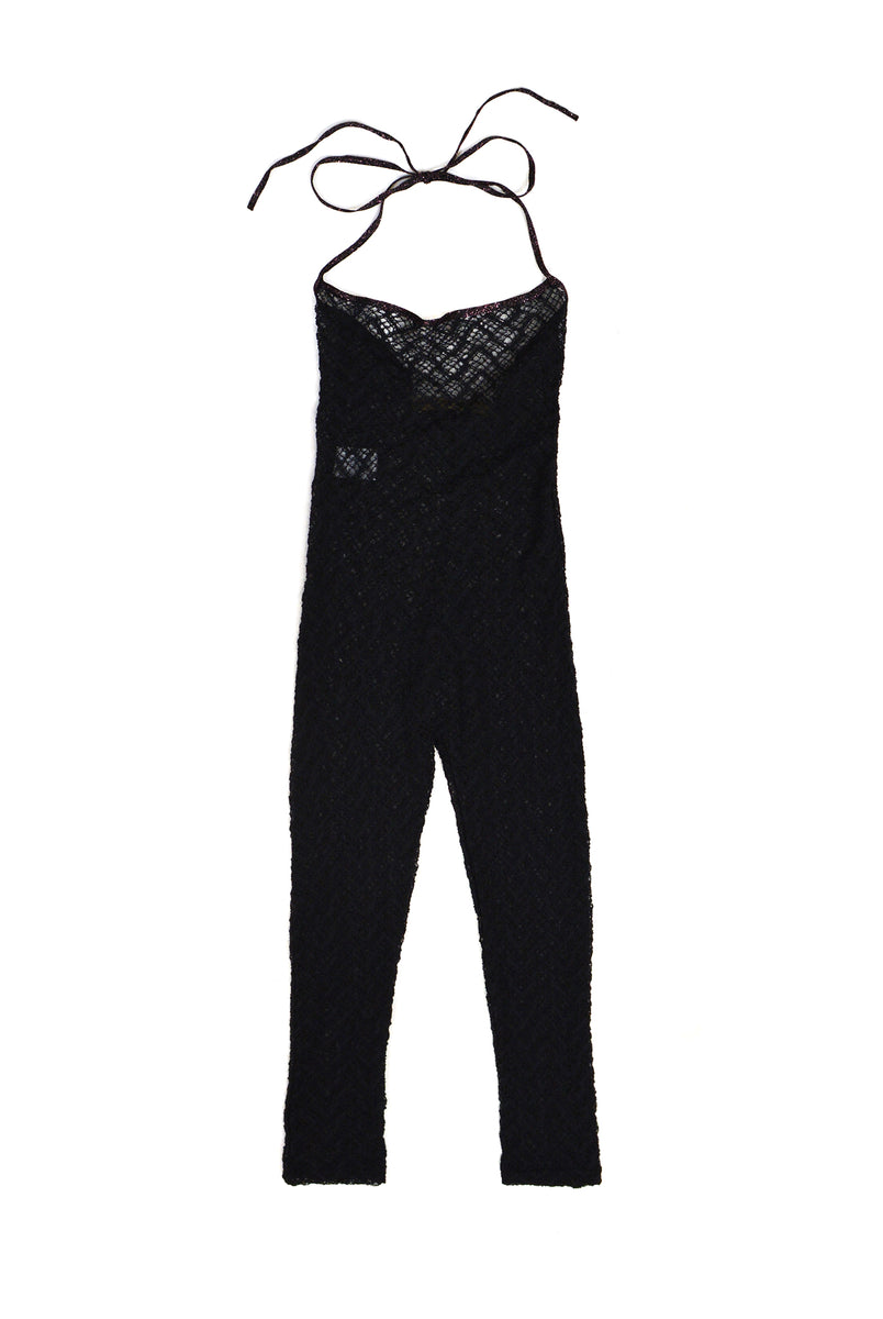 Gauntlett Cheng Lace Knit Jumpsuit, Black