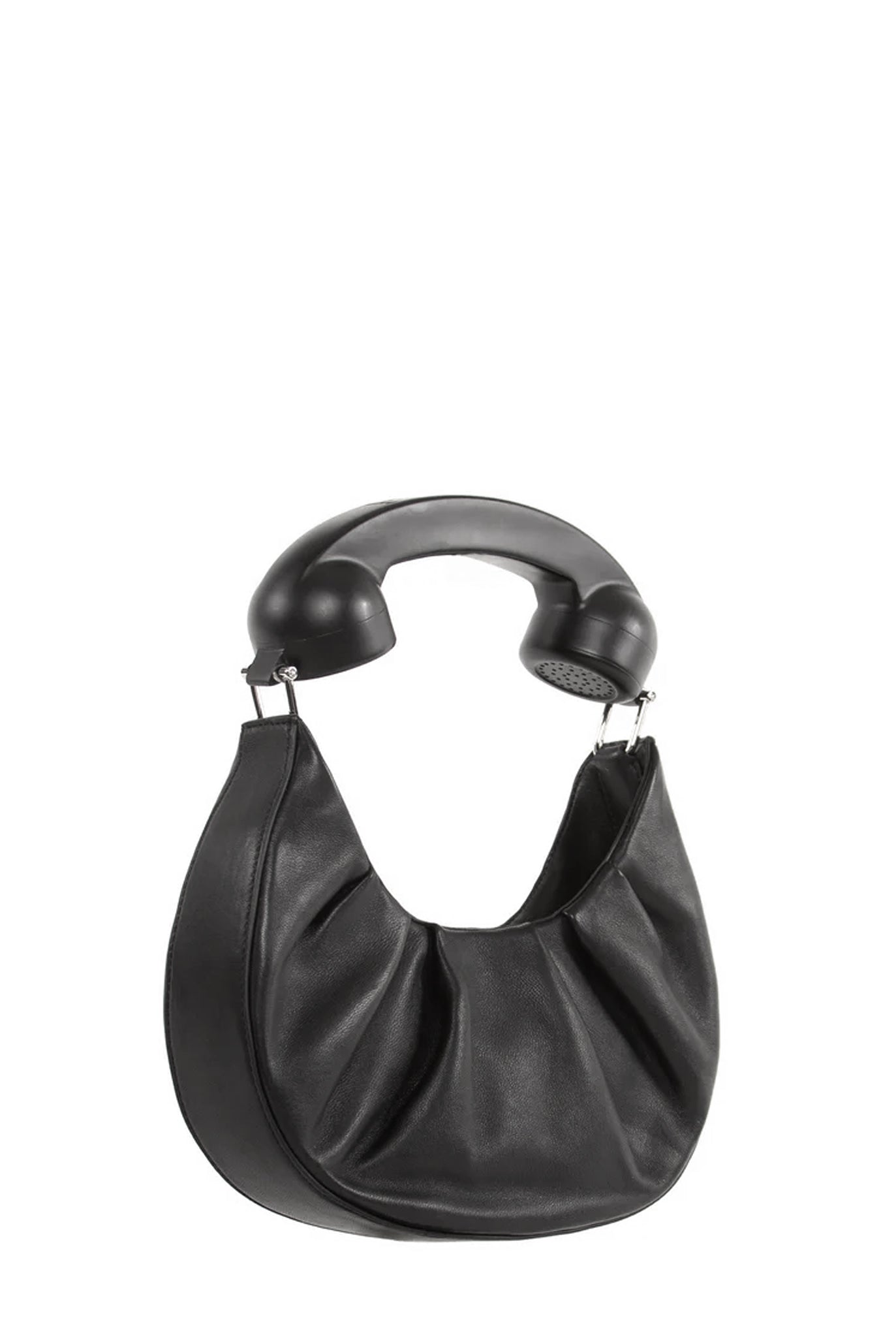 Puppets and Puppets Phone Hobo Bag, Black Leather