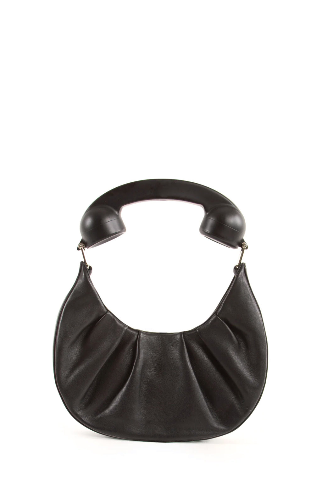 Puppets and Puppets Phone Hobo Bag, Black Leather