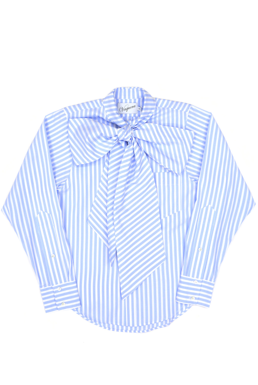 Vaquera Bow Buttondown, Blue Stripe